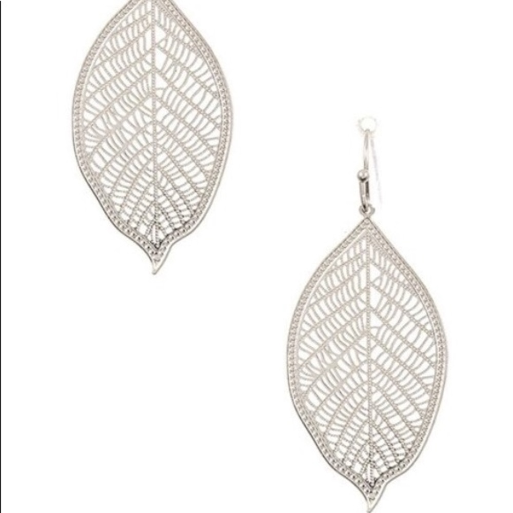 Silver Filigree Feather Earrings NWT